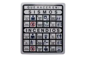SEÑALAMIENTO QUE HACER EN CASO DE SISMOS/INCENDIOS 34X40 EST
