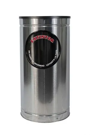 PORTAEXTINTOR CILINDRICO DE ACERO INOXIDABLE, ACABADO EN ESPEJO, PARA EXTINTOR DE C02 DE 5LB